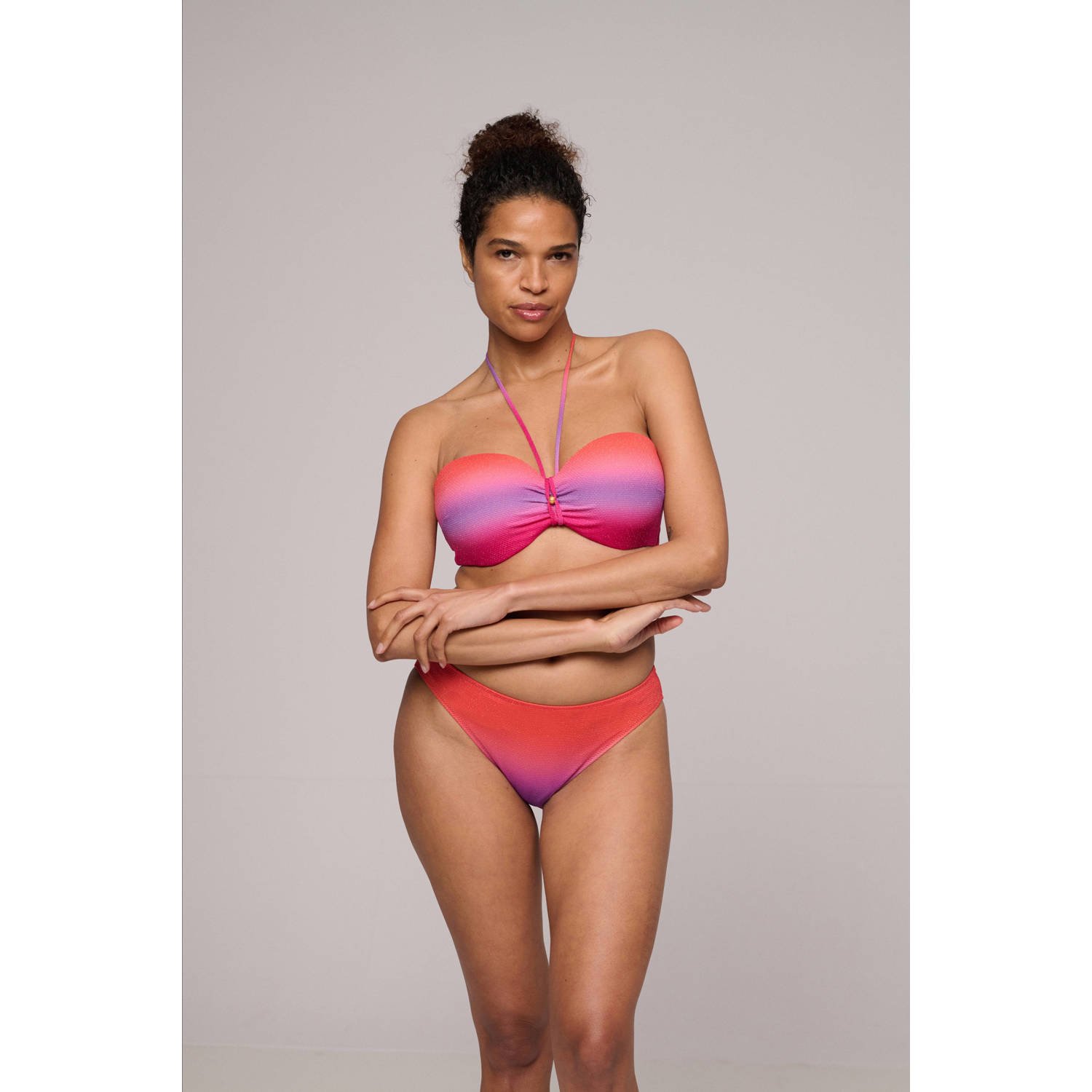 Marie Jo voorgevormde strapless bandeau bikinitop Nusa Dua rood roze paars