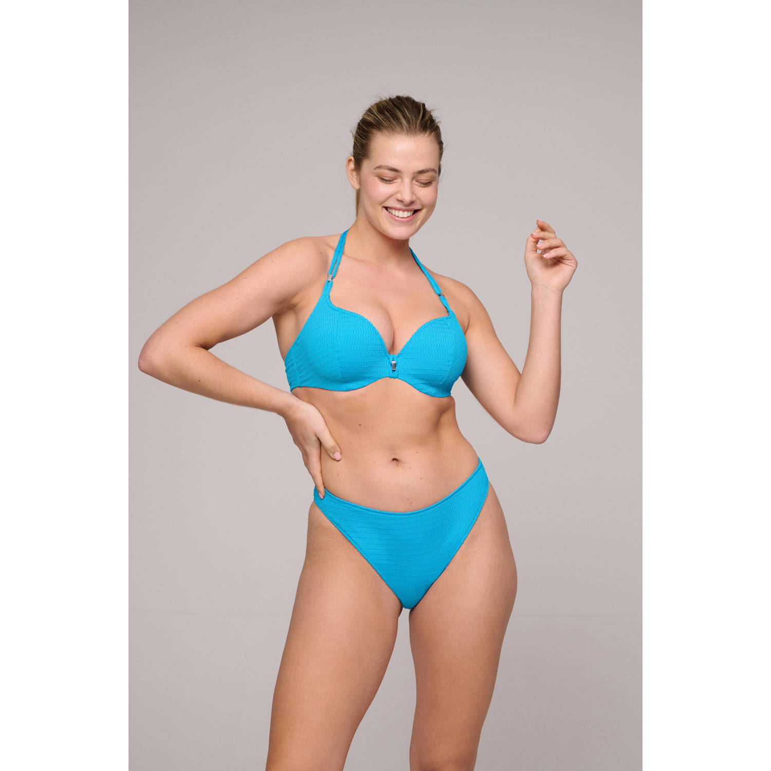 Marie Jo voorgevormde beugel bikinitop Cherilyn met textuur blauw