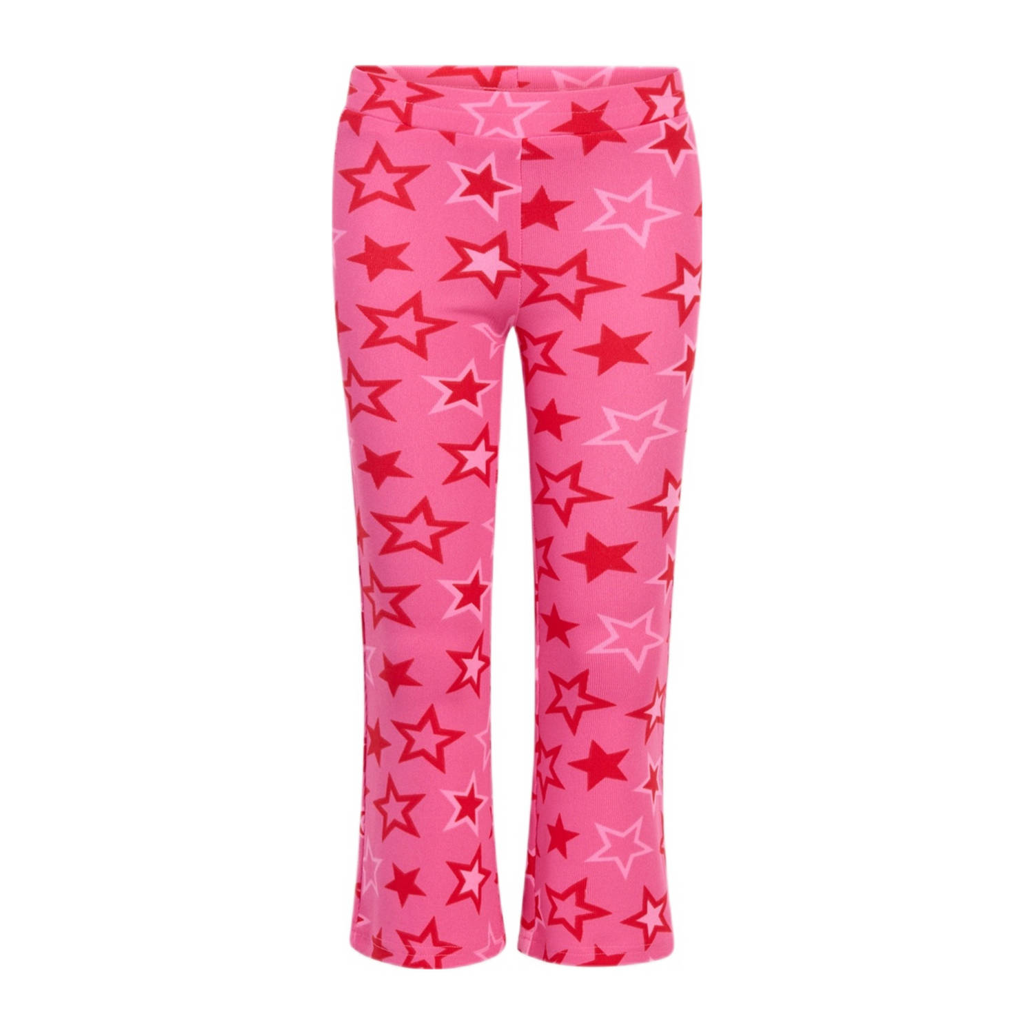 Shoeby high waist flared broek met all over print roze Meisjes Polyester 122 128