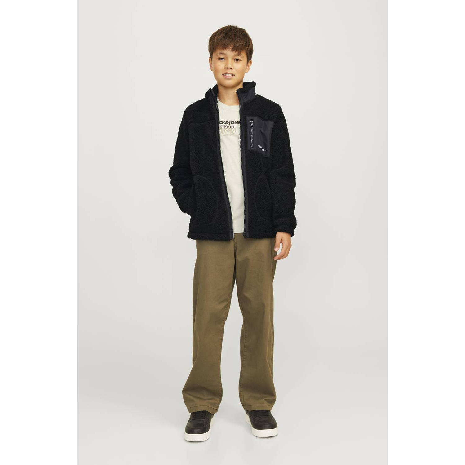 JACK & JONES JUNIOR teddy tussenjas JORVESTERBRO zwart