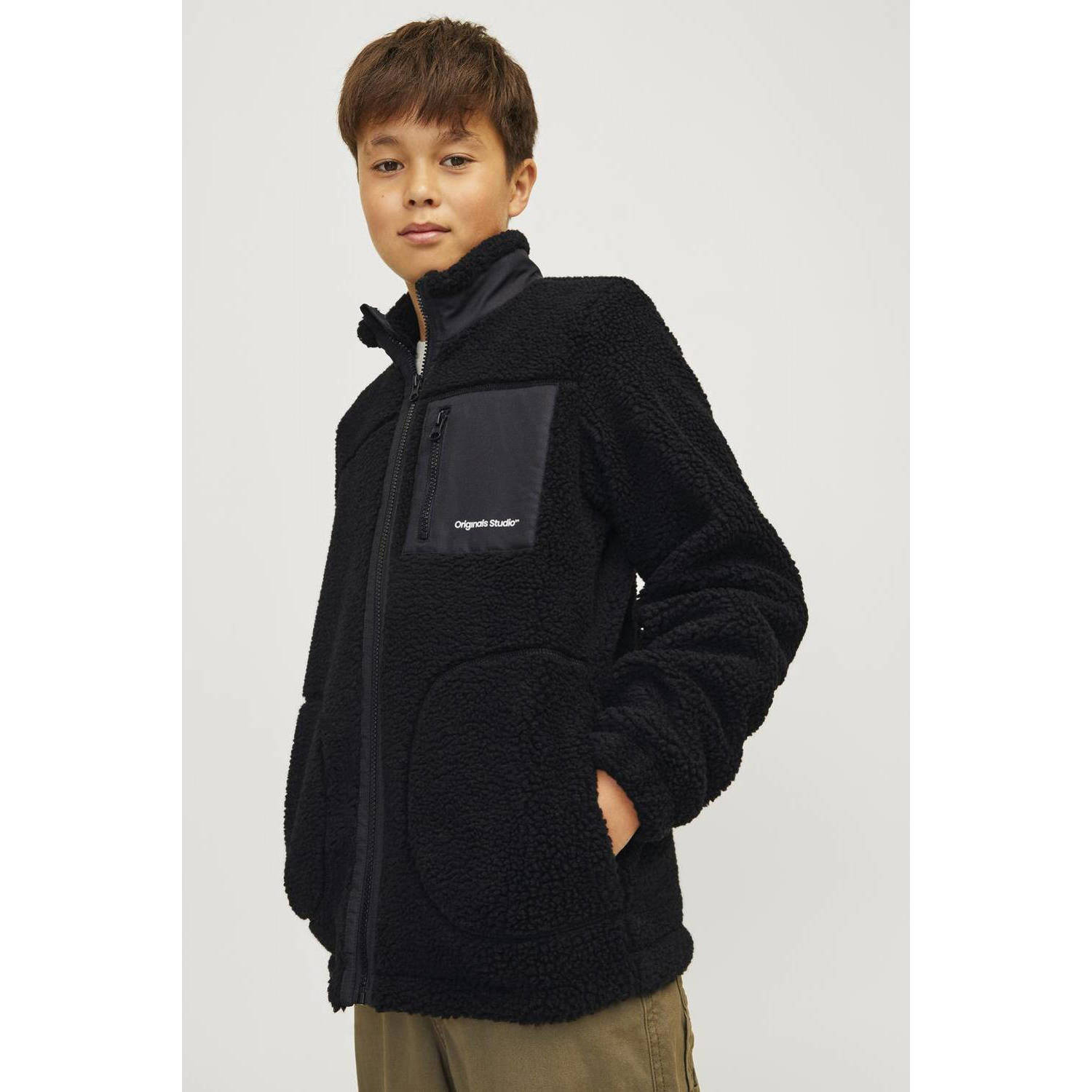 JACK & JONES JUNIOR teddy tussenjas JORVESTERBRO zwart
