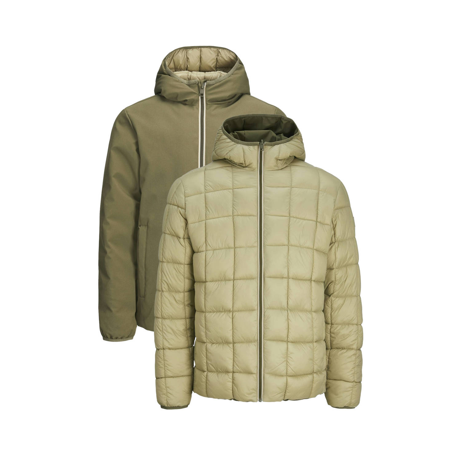 JACK & JONES JUNIOR reversible gewatteerde winterjas JPRBLUBROOK olijfgroen