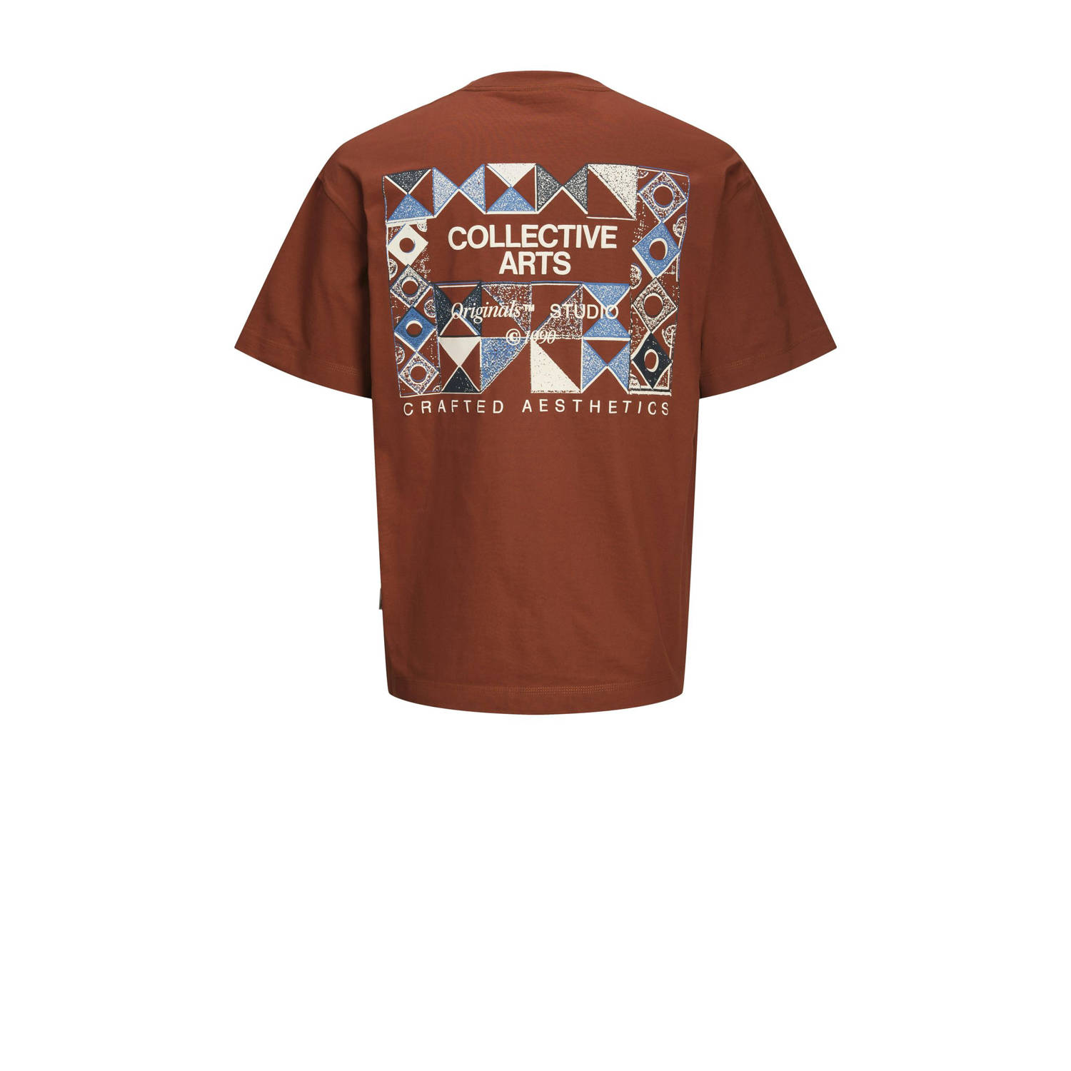 JACK & JONES JUNIOR T-shirt JORNOHO met backprint bruin