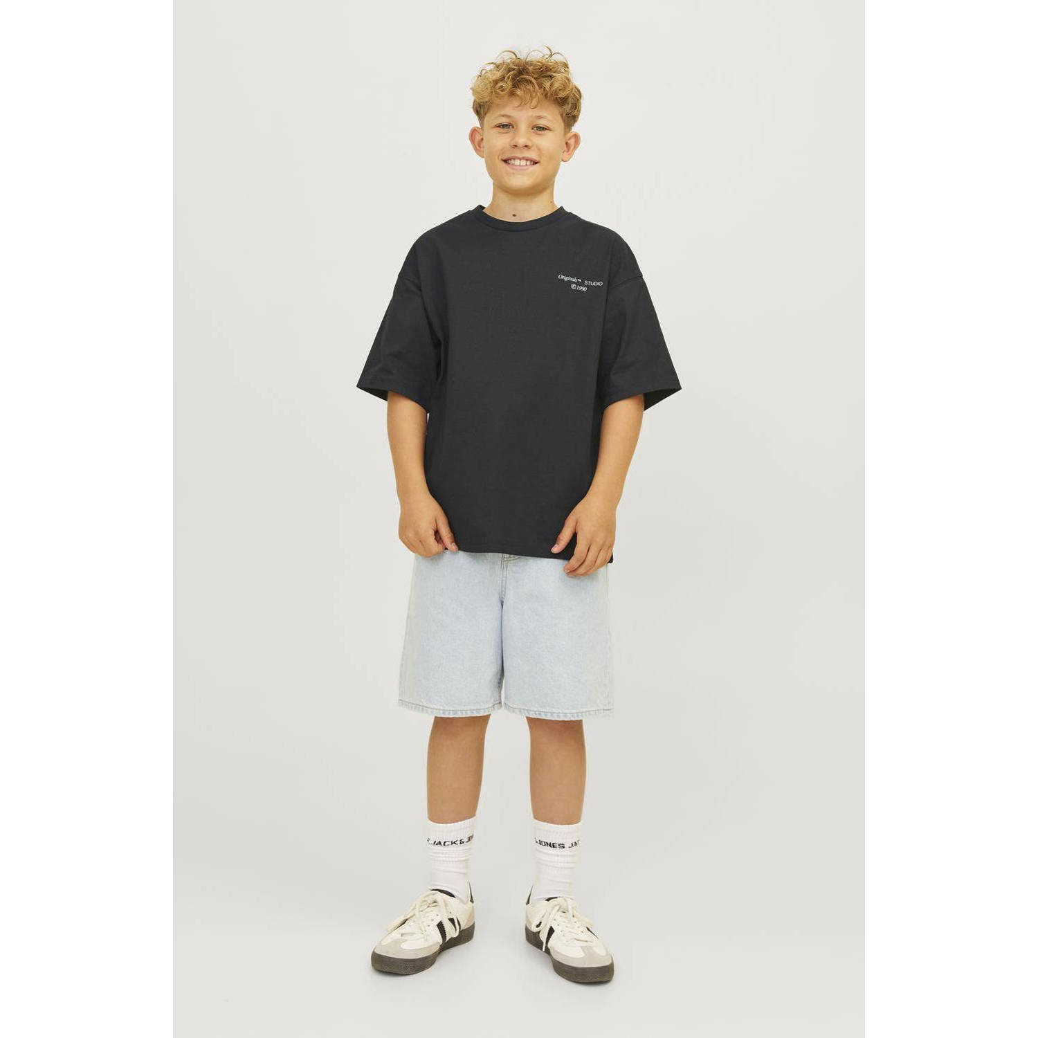 JACK & JONES JUNIOR T-shirt JORNOHO met backprint zwart