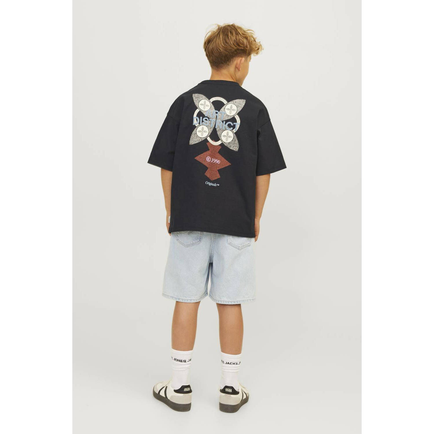 JACK & JONES JUNIOR T-shirt JORNOHO met backprint zwart
