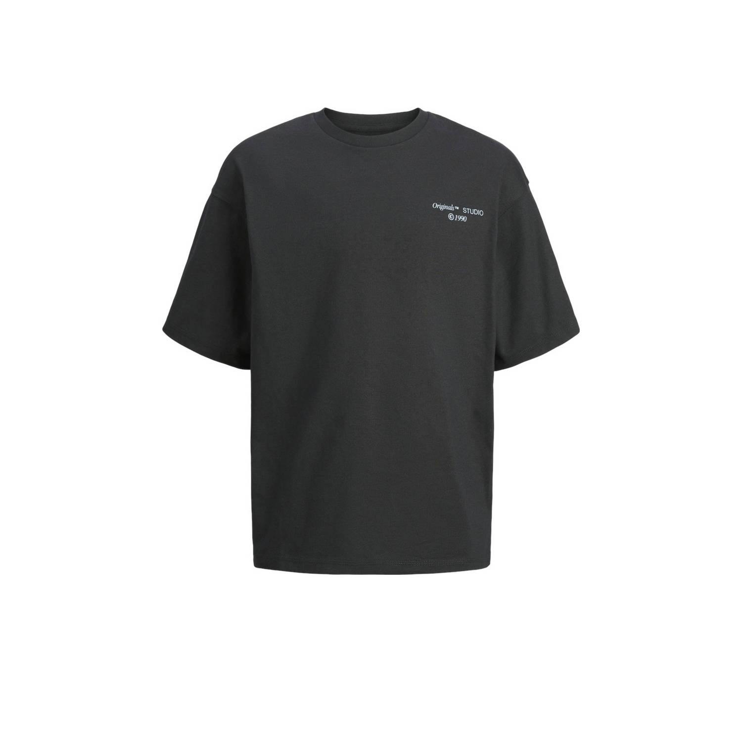 Jack & jones JUNIOR T-shirt met backprint zwart Jongens Katoen Ronde hals 164