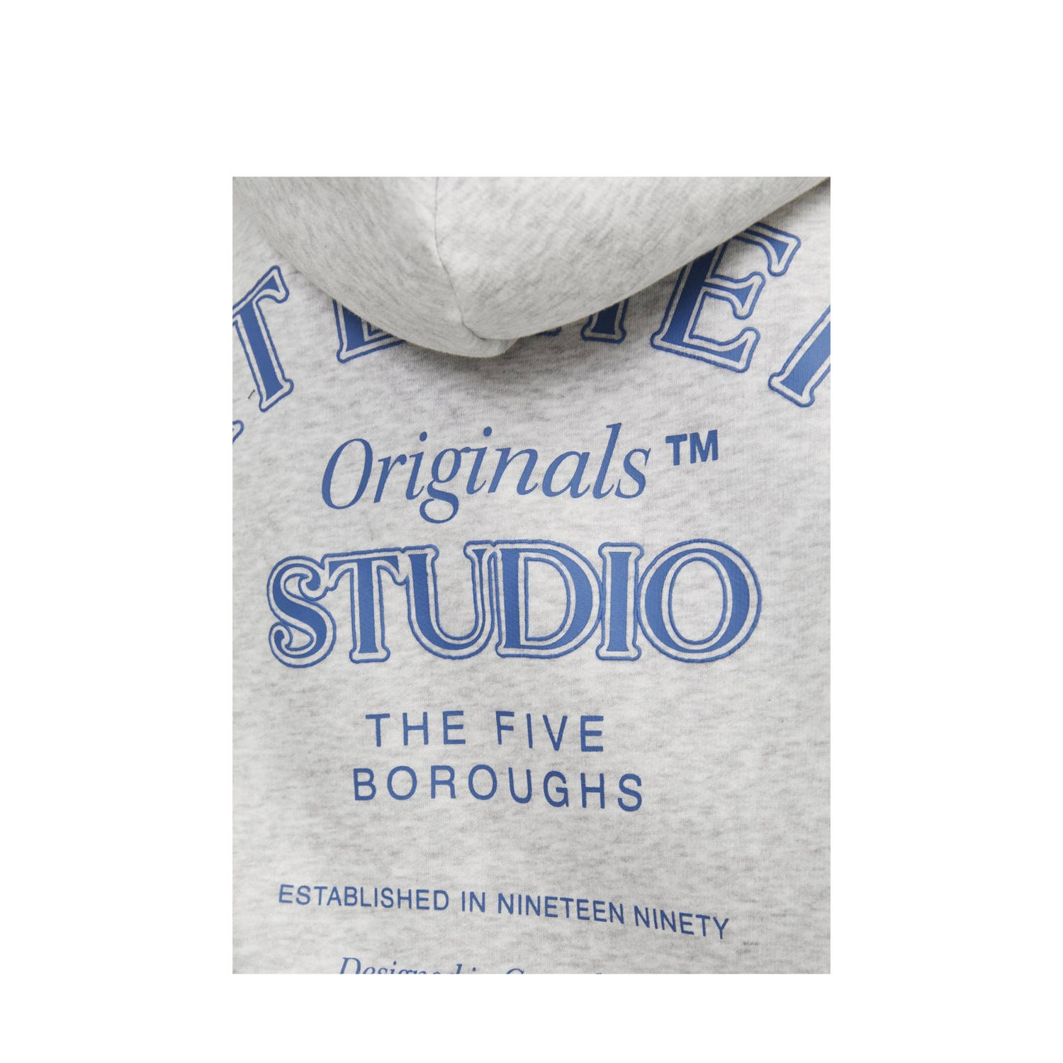 JACK & JONES JUNIOR hoodie JORBROOKLYN met backprint grijs melange