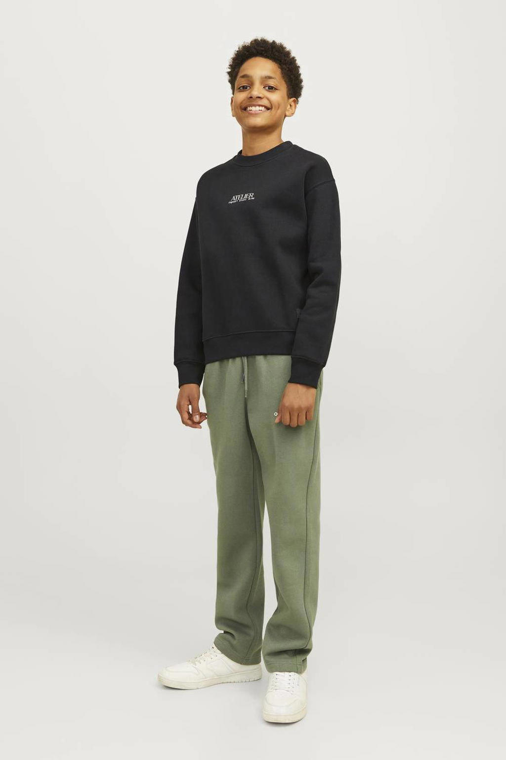 JACK & JONES JUNIOR sweater JORBROOKLYN met backprint zwart