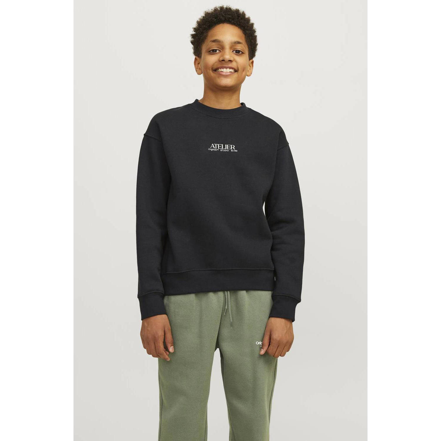 Jack & jones JUNIOR sweater met backprint zwart Backprint 140