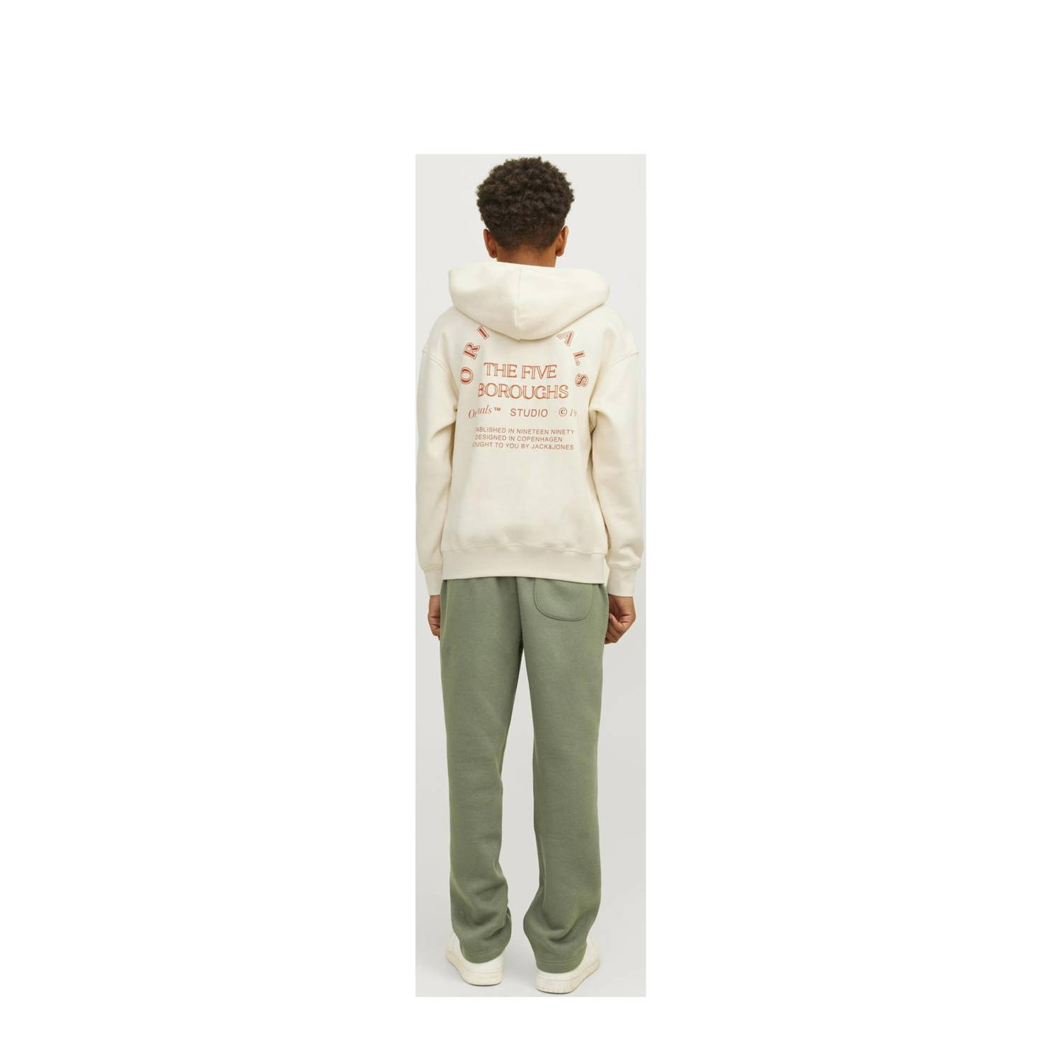 JACK & JONES JUNIOR hoodie JORBROOKLYN met backprint ecru