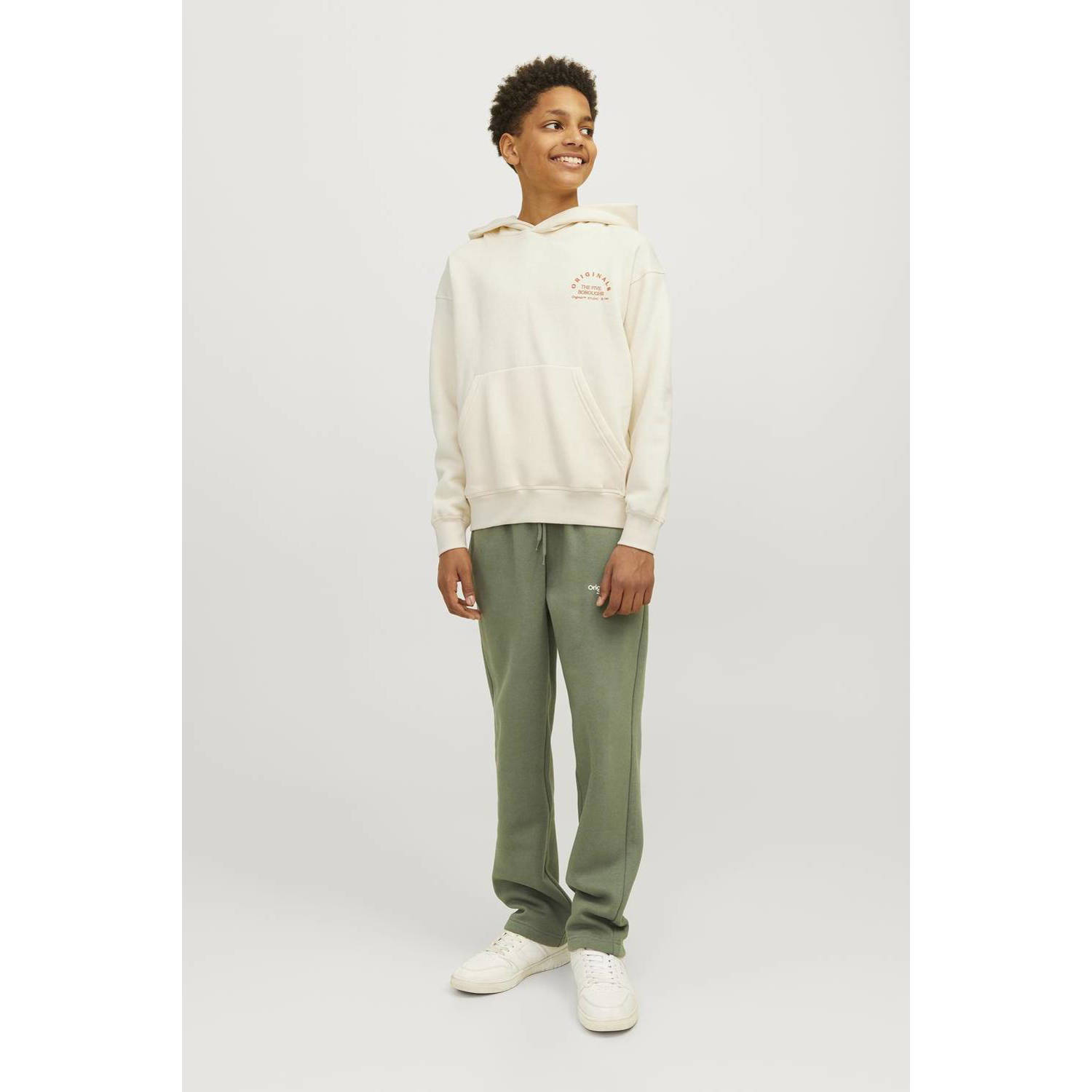 JACK & JONES JUNIOR hoodie JORBROOKLYN met backprint ecru