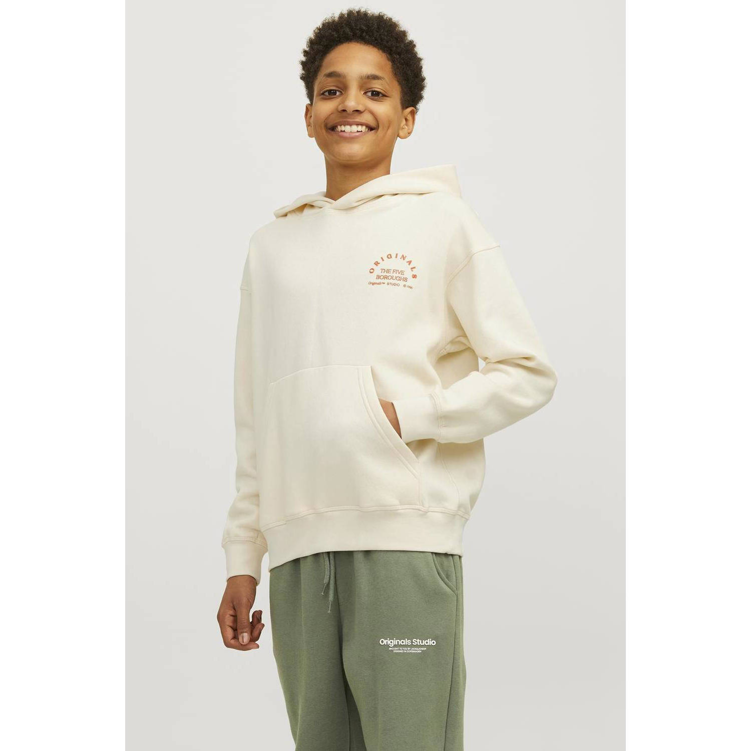 Jack & jones JUNIOR sweater met backprint beige bruin Backprint 128