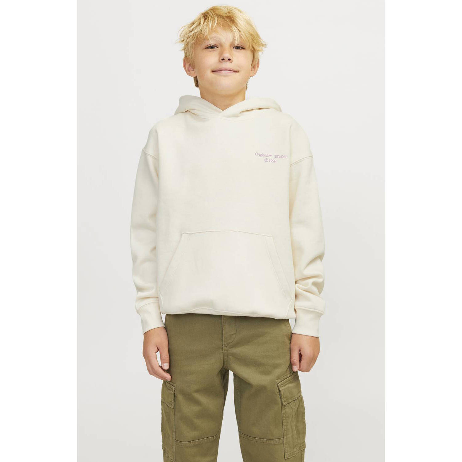 JACK & JONES JUNIOR sweater JORNOHO met backprint offwhite