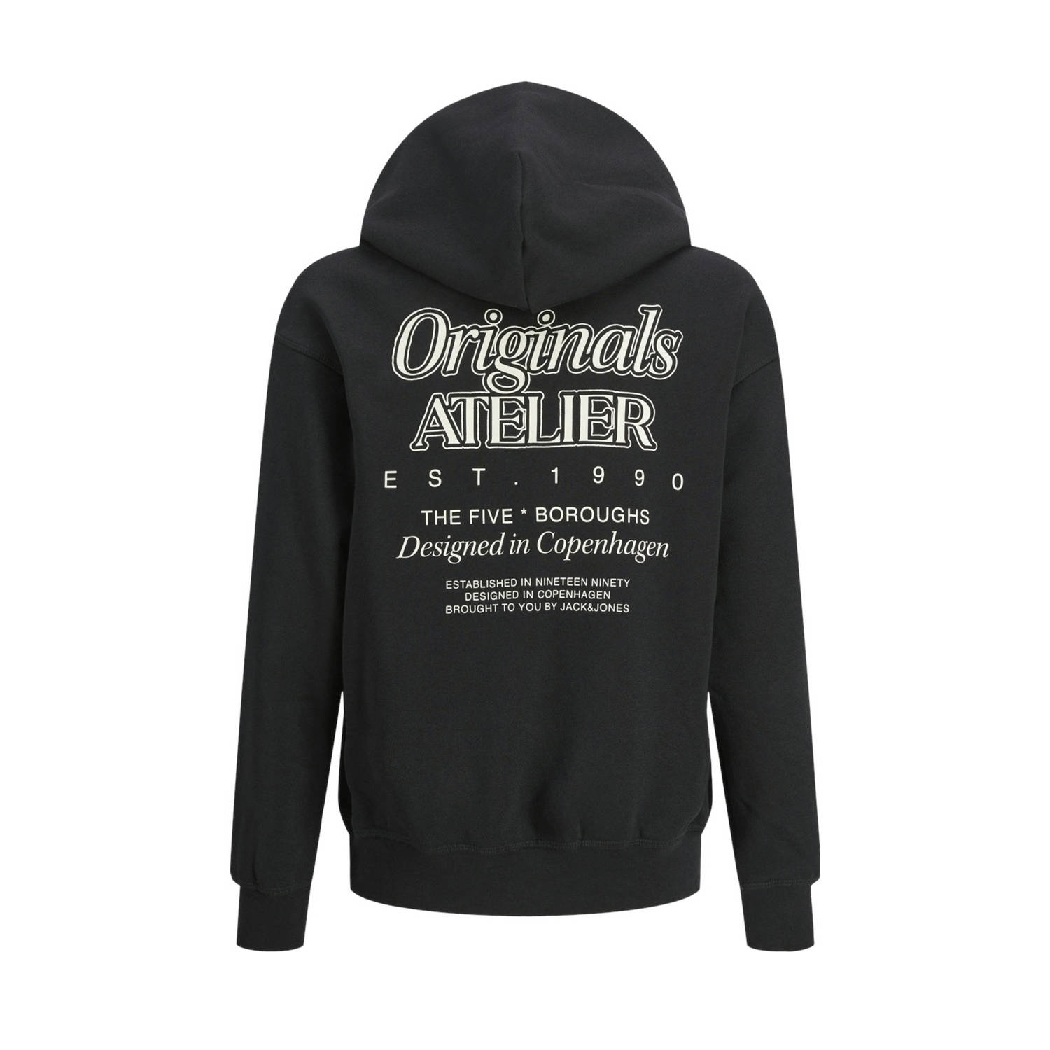 JACK & JONES JUNIOR hoodie JORBROOKLYN met backprint zwart