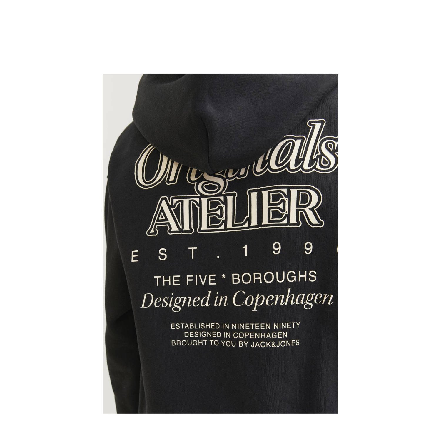JACK & JONES JUNIOR hoodie JORBROOKLYN met backprint zwart