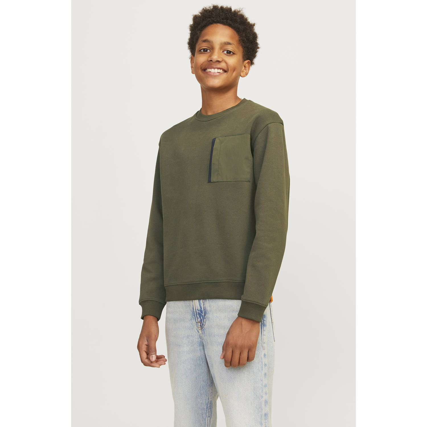 JACK & JONES JUNIOR sweater JCOOUTDOOR armygroen