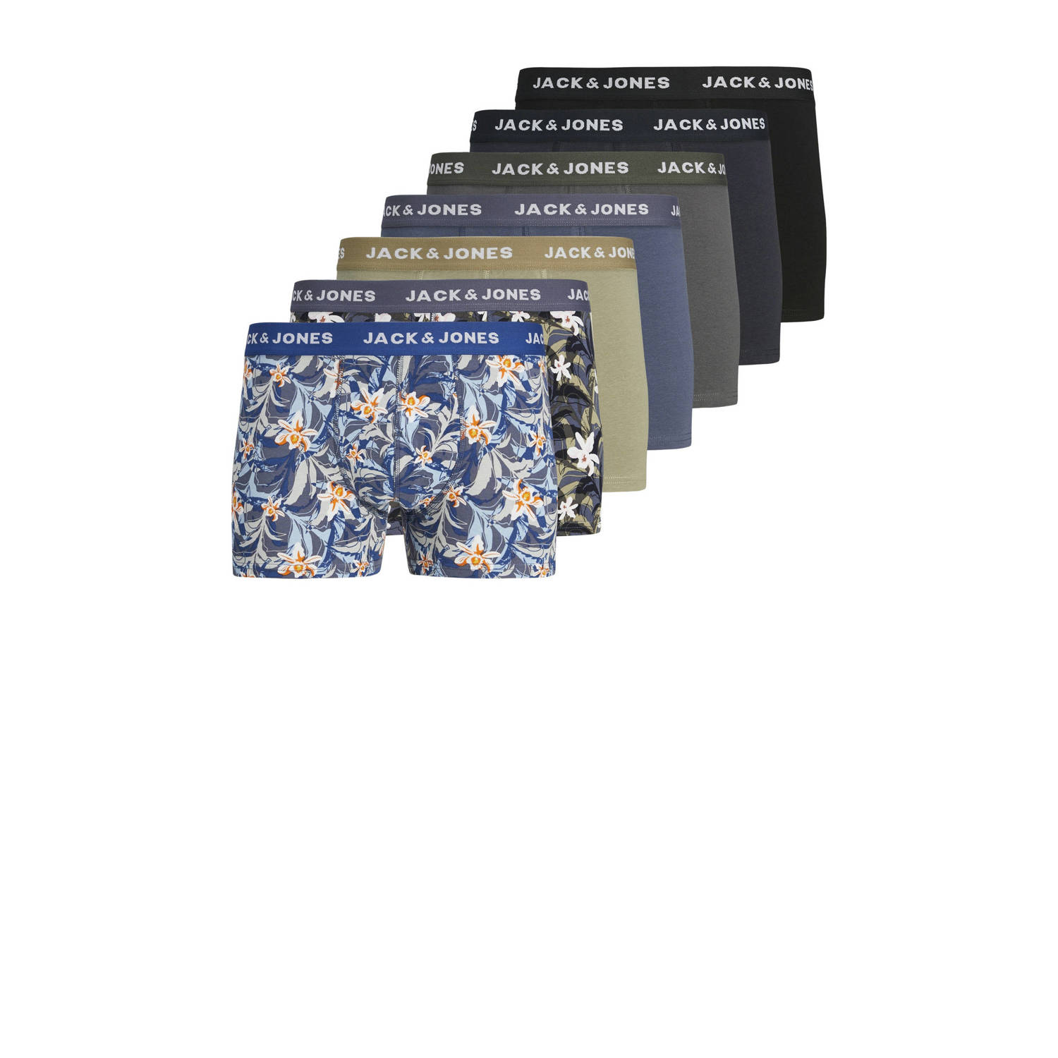 Jack & jones JUNIOR boxershort set van 7 groen blauw multicolor Jongens Stretchkatoen 128