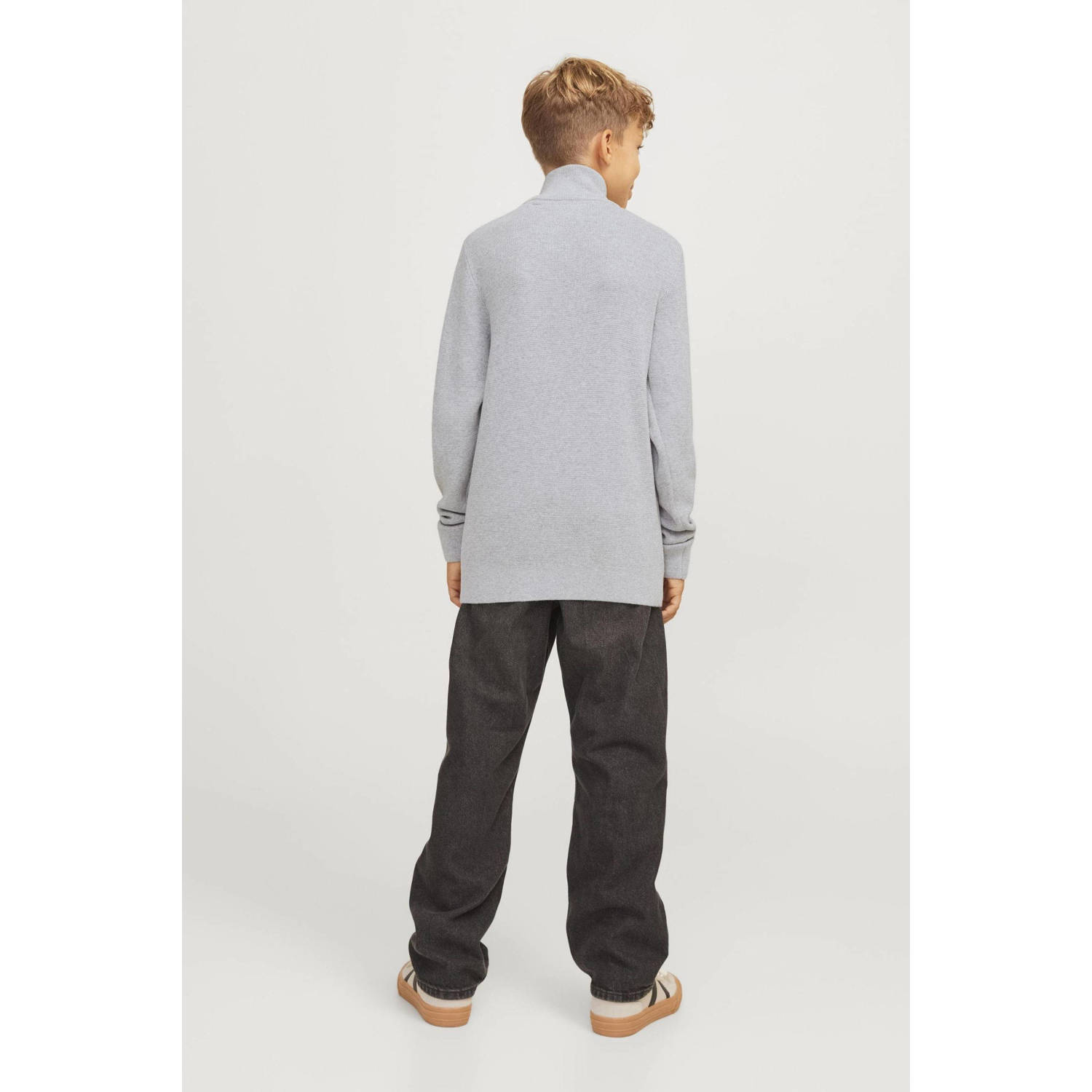 JACK & JONES JUNIOR gebreide trui grijs melange