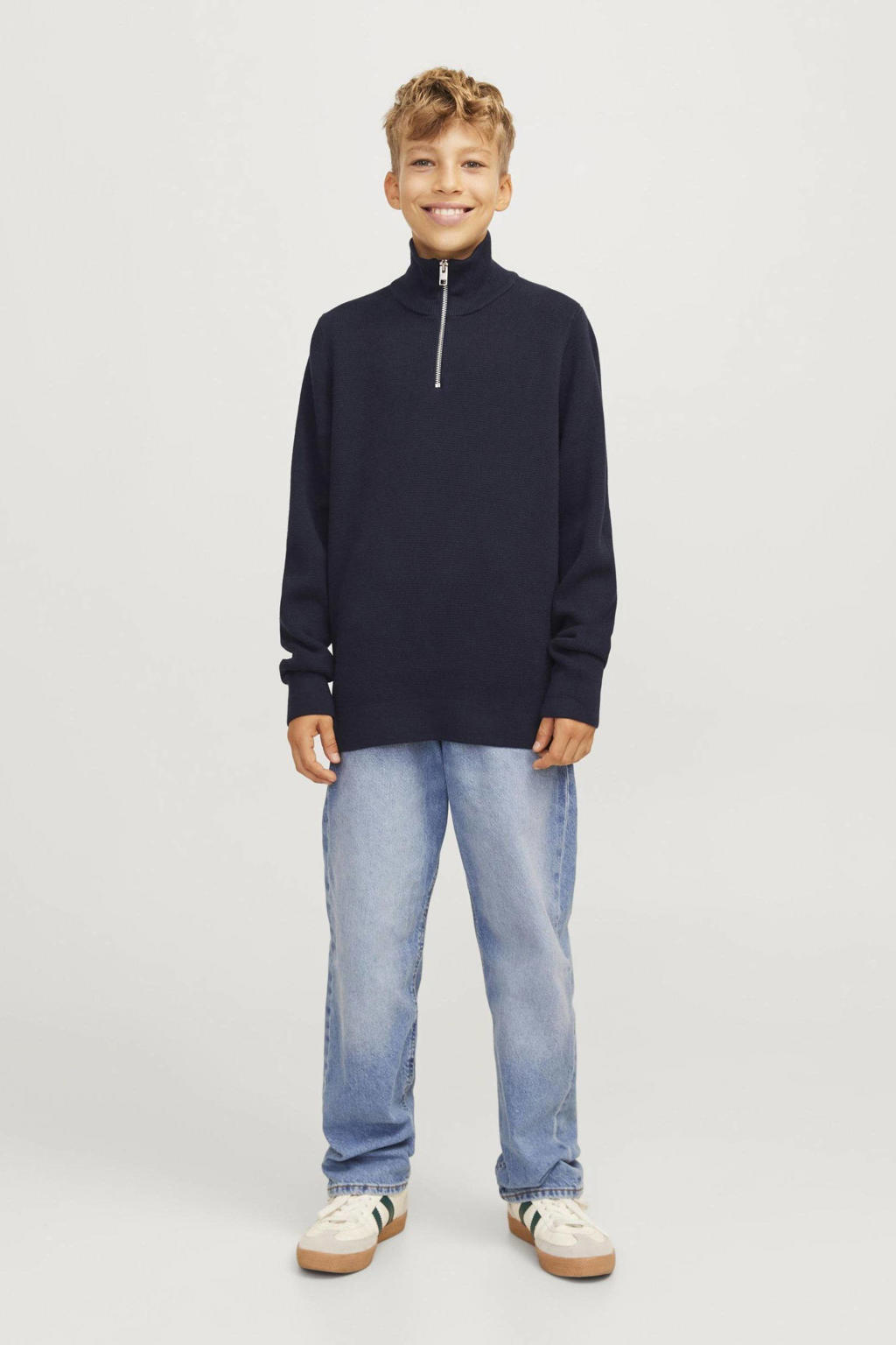JACK & JONES JUNIOR gebreide trui donkerblauw