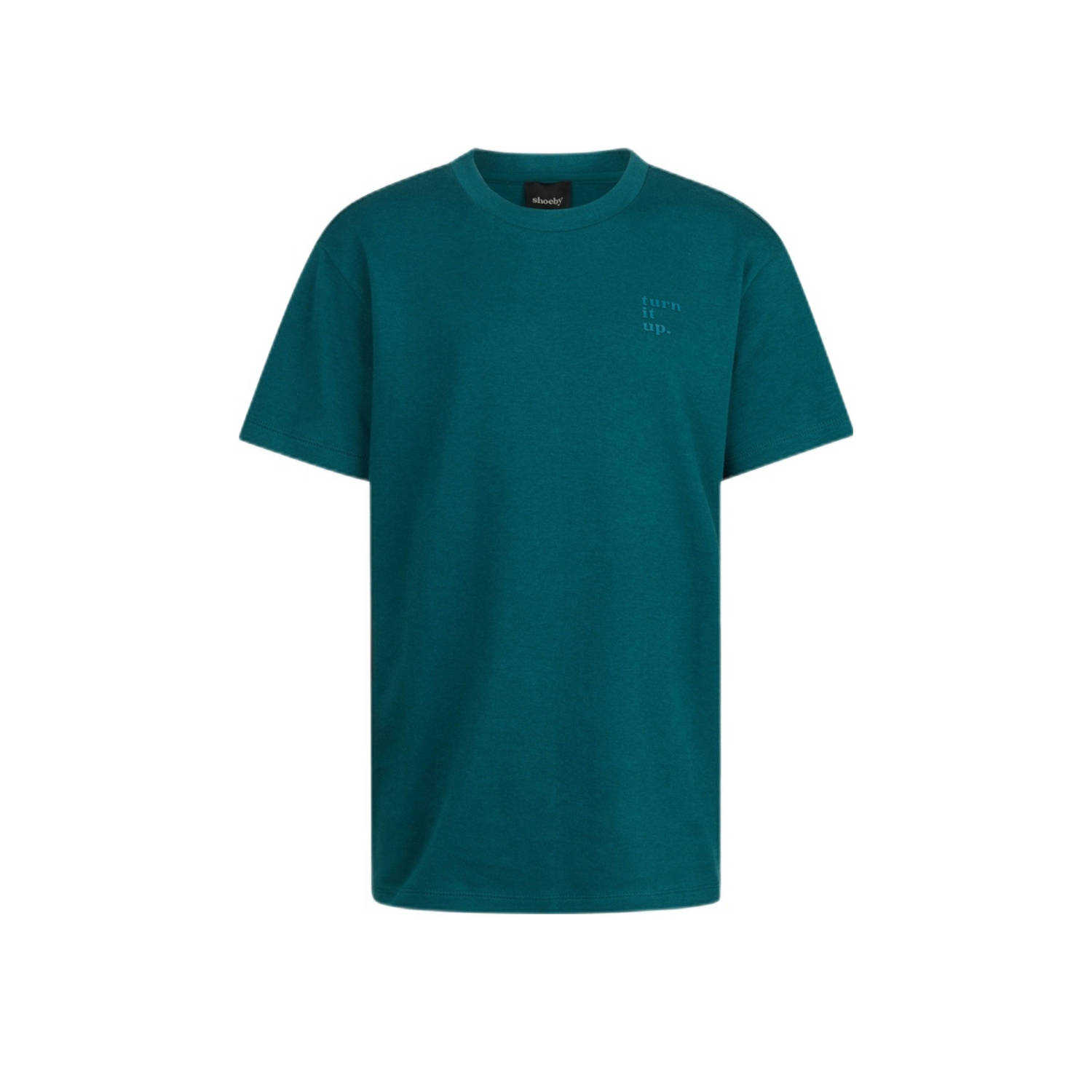 Shoeby T-shirt donkergroen Jongens Katoen Ronde hals Effen 110 116
