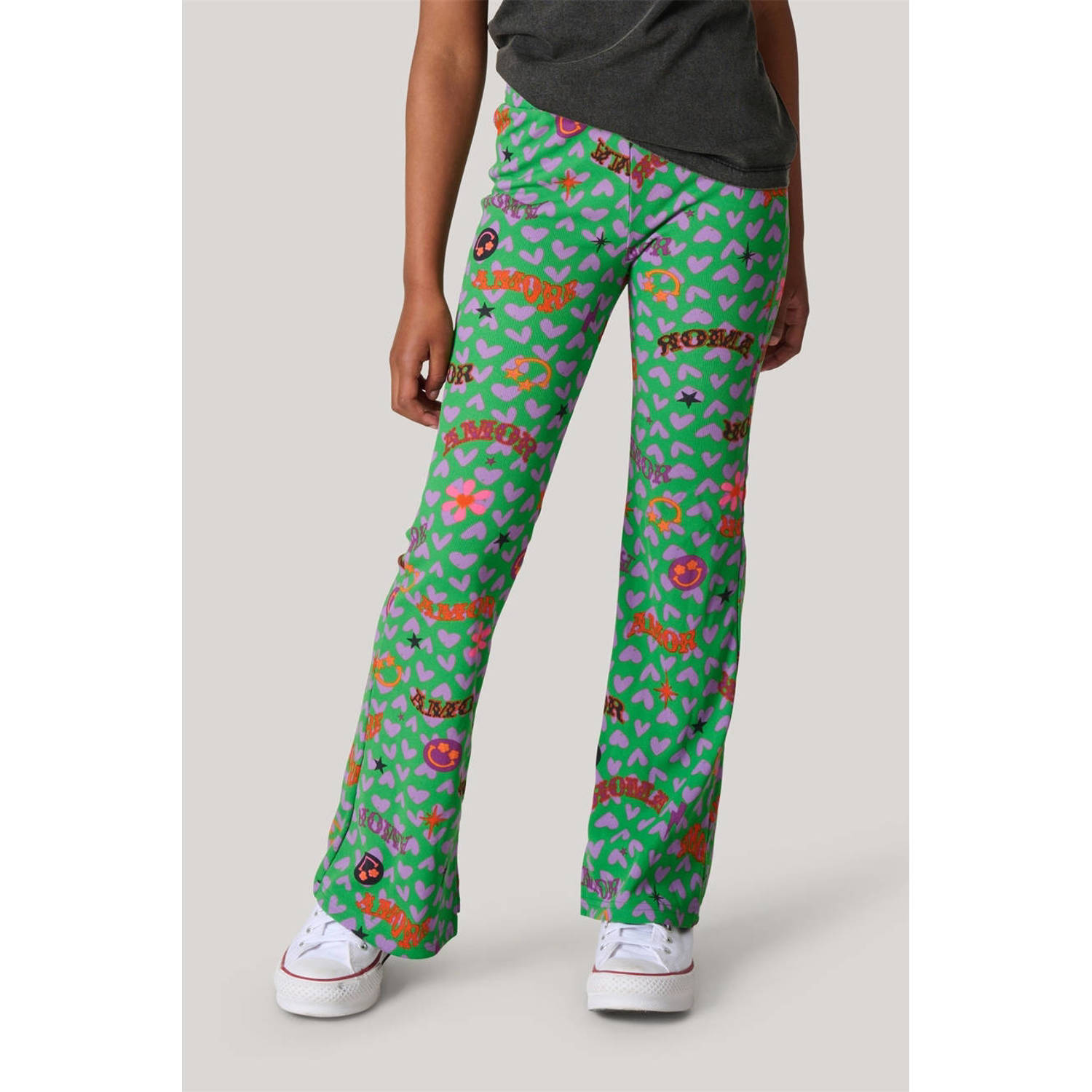 Shoeby broek met all over print groen