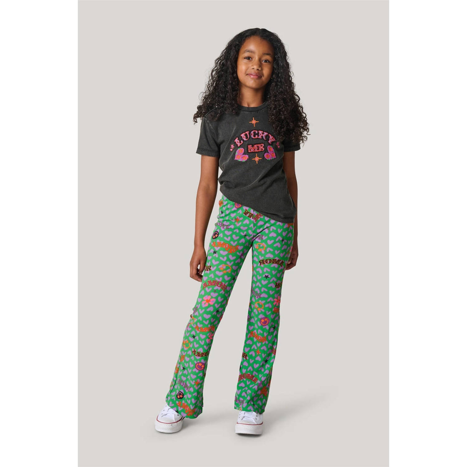 Shoeby broek met all over print groen