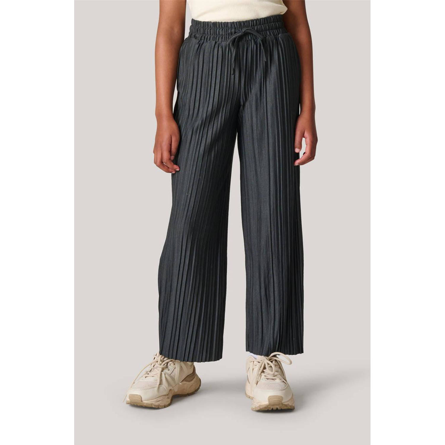 Shoeby high waist loose fit broek antraciet Grijs Meisjes Polyester Effen 110 116