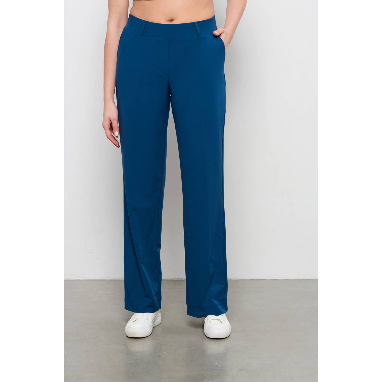 &Co Woman straight fit broek PATRICE TRAVEL blauw