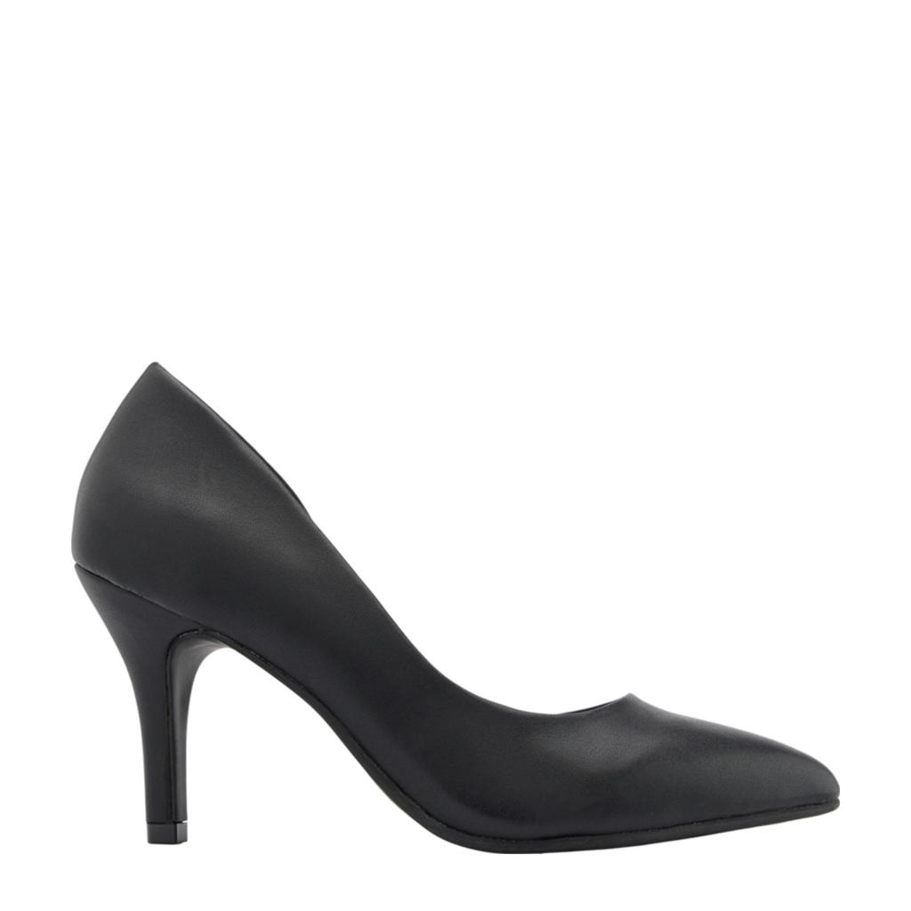 Zwarte dames Graceland pumps van imitatieleer met naaldhak en effen