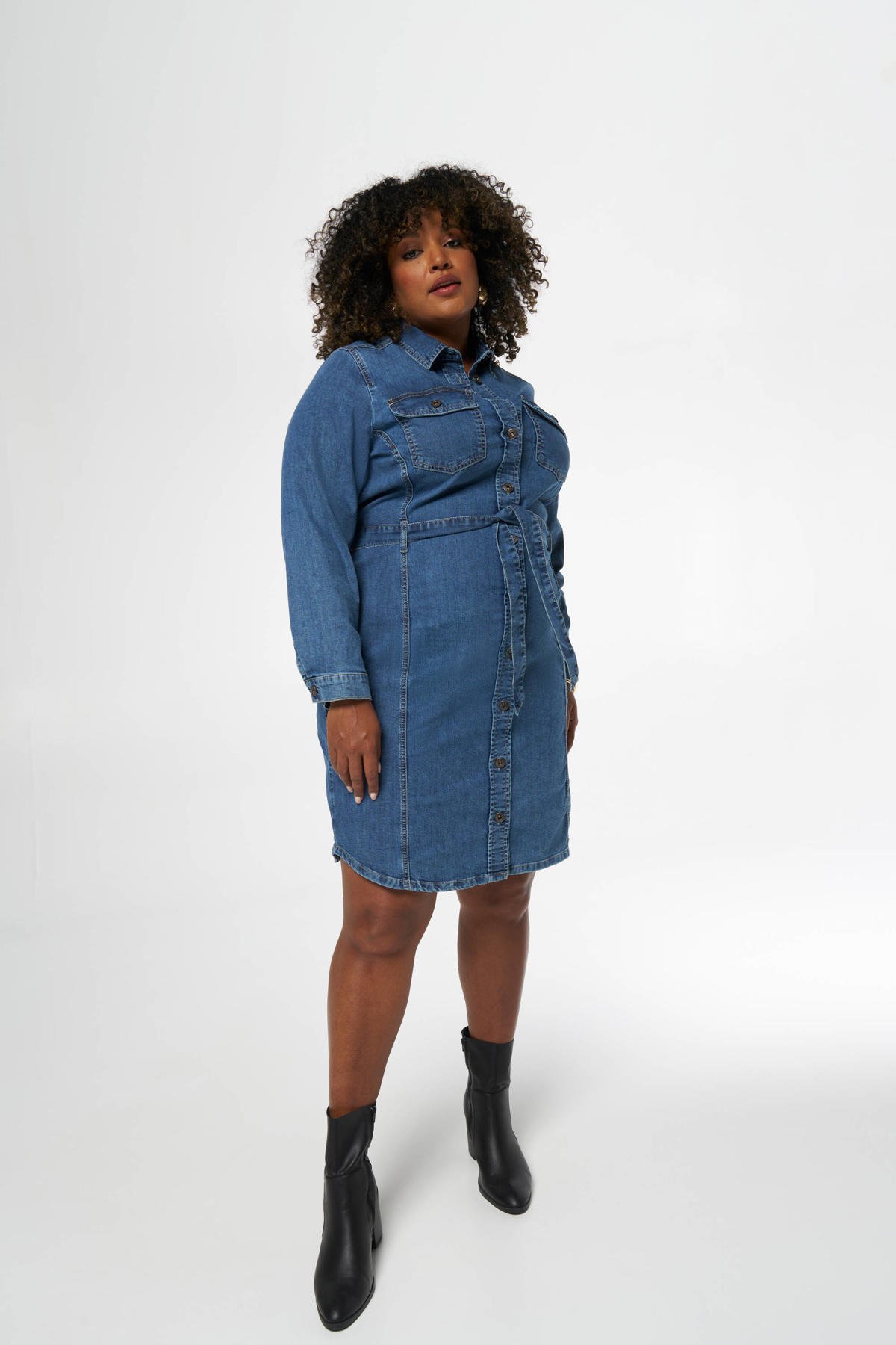 Grote Maten Spijkerjurk Maat 46 MS Mode Spijkerjurk Stonewashed