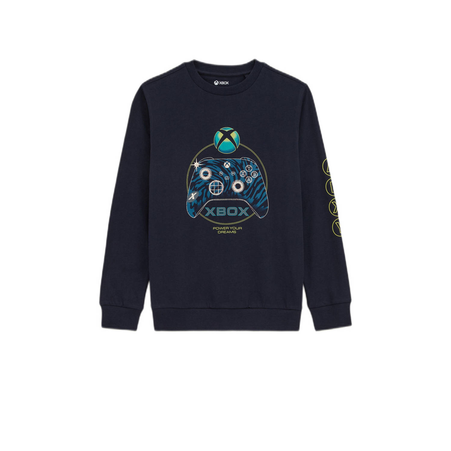 WE Fashion sweater donkerblauw Trui Printopdruk 134 140