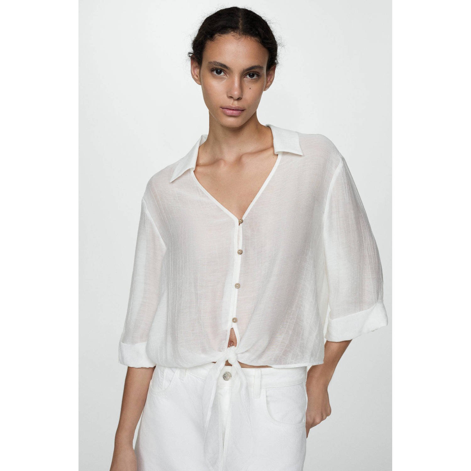 Mango blouse naturel wit