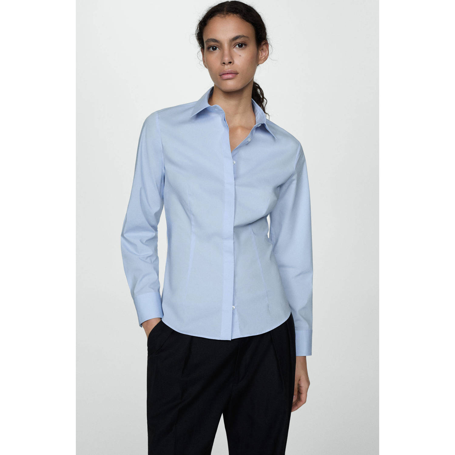 Mango basis blouse lichtblauw