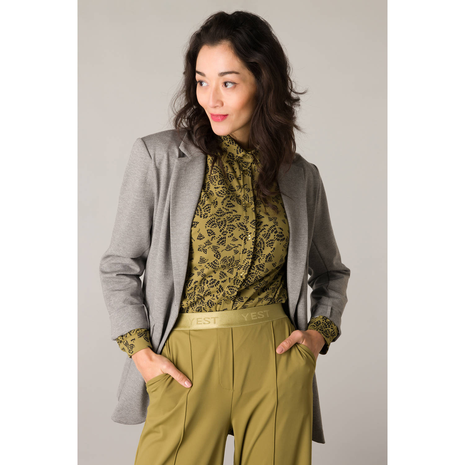 Yest blouse met all over print groen zwart