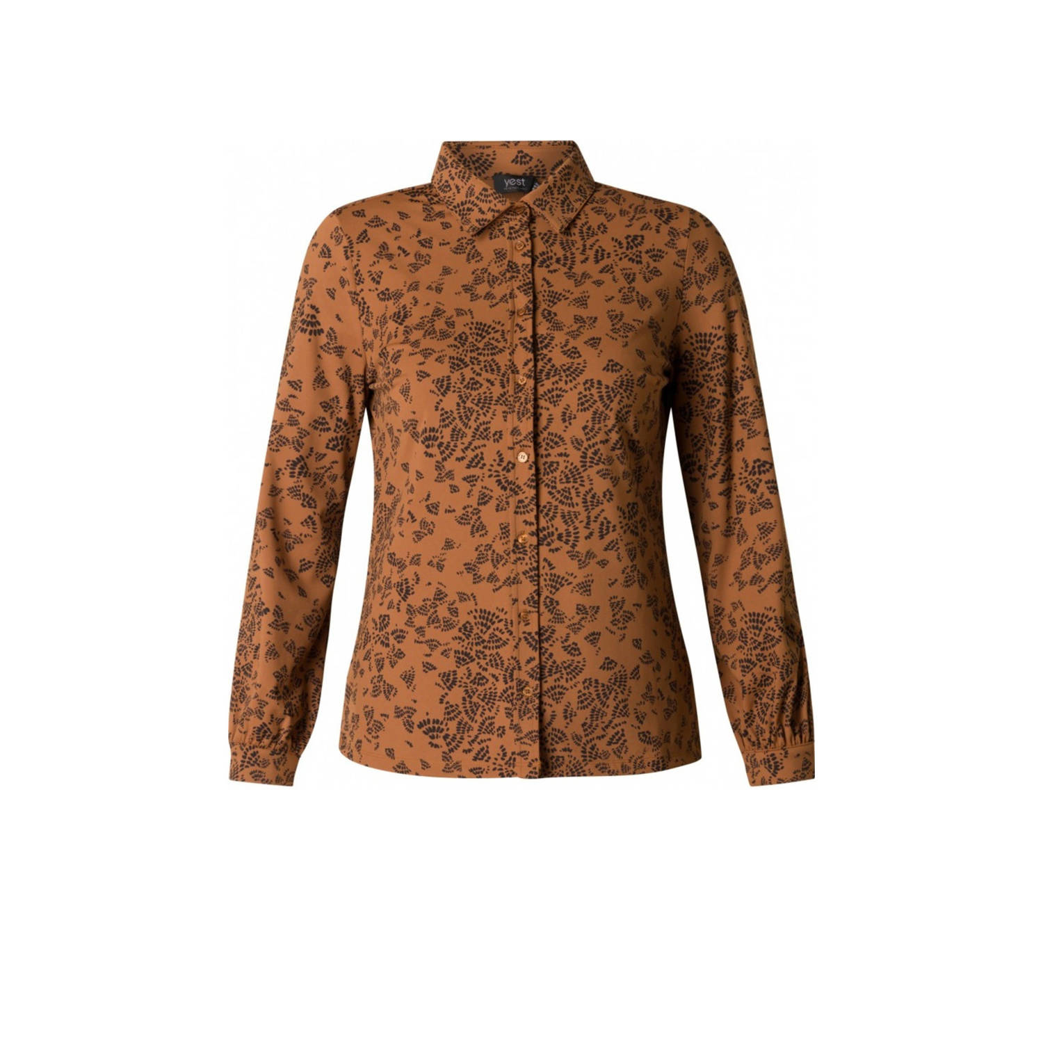 Yest blouse met all over print camel bruin