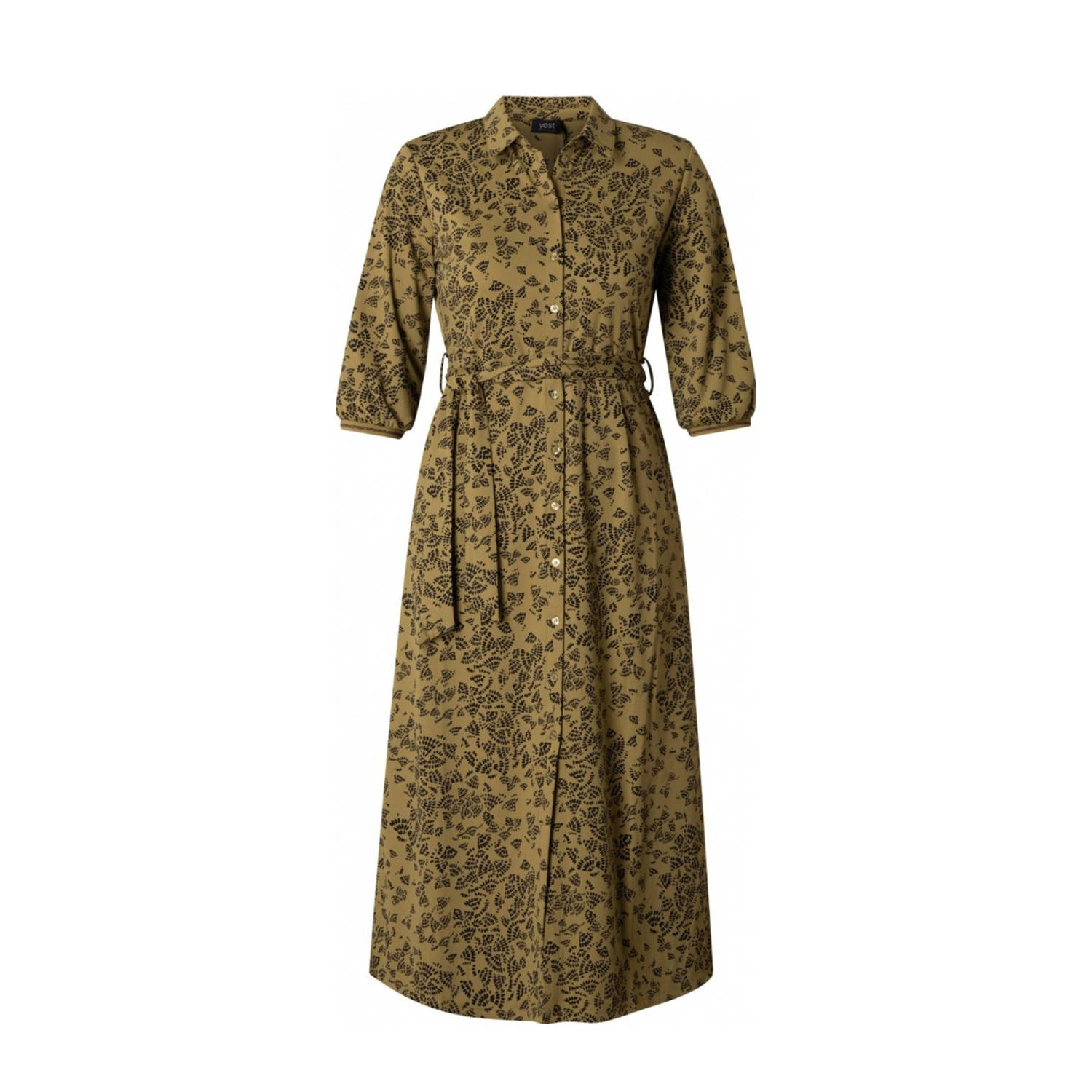 Yesta blousejurk met all over print groen zwart