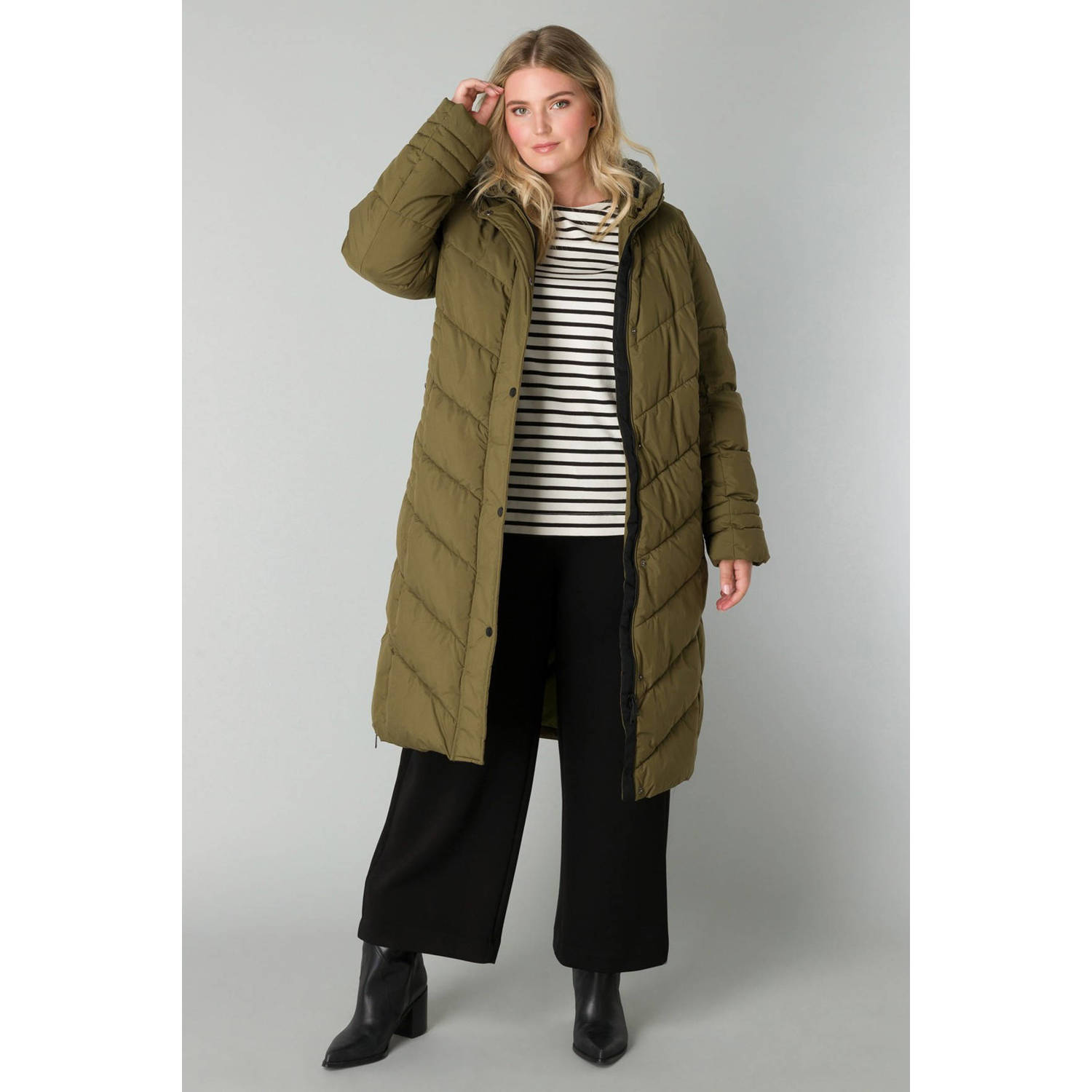 Yesta gewatteerde winterjas camel