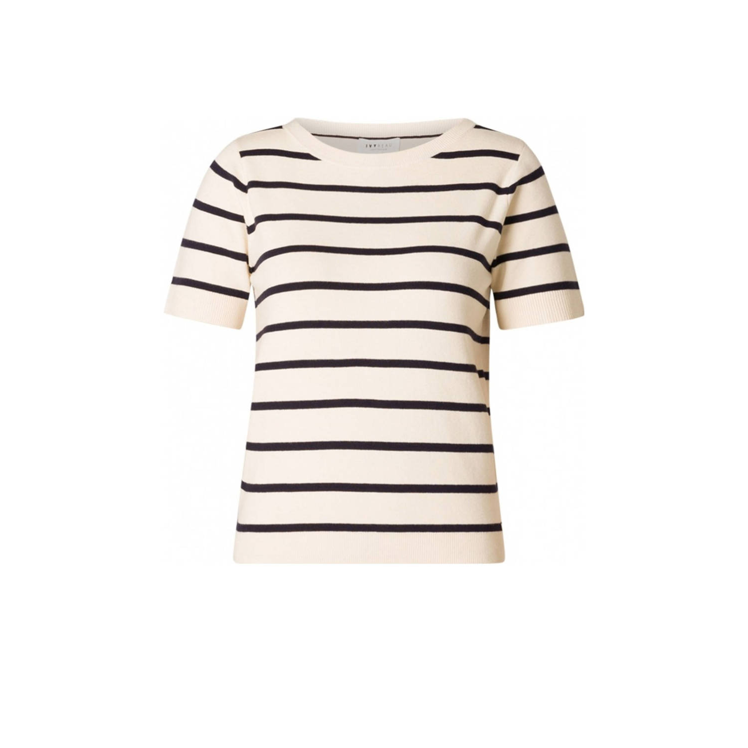 Ivy Beau gestreepte top ecru donkerblauw