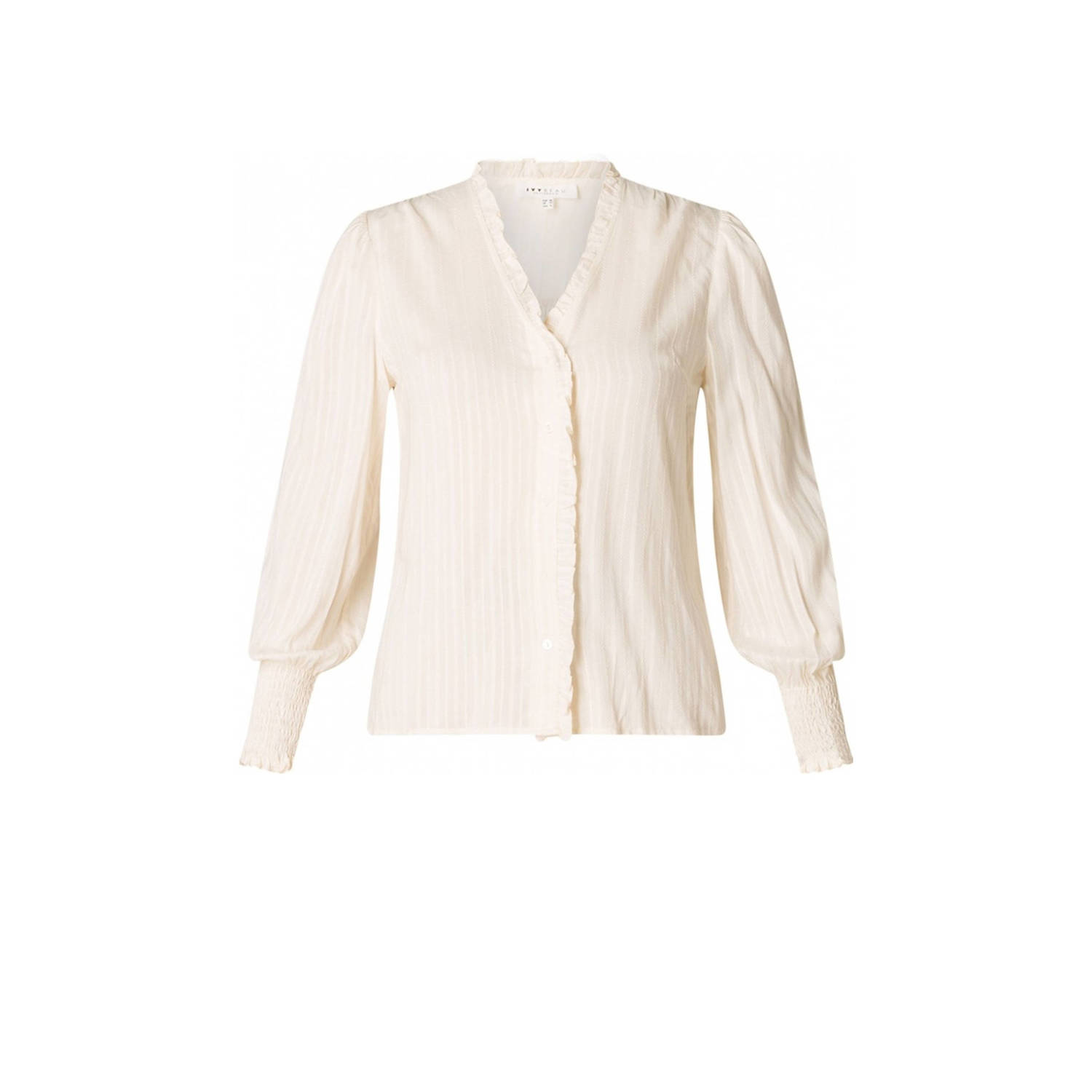 Ivy Beau blouse met ruches ecru