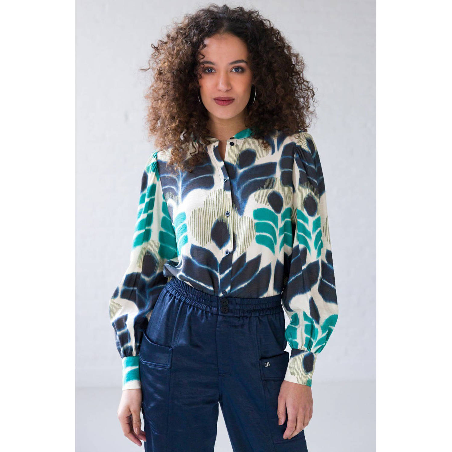 Ivy Beau blouse met all over print blauw
