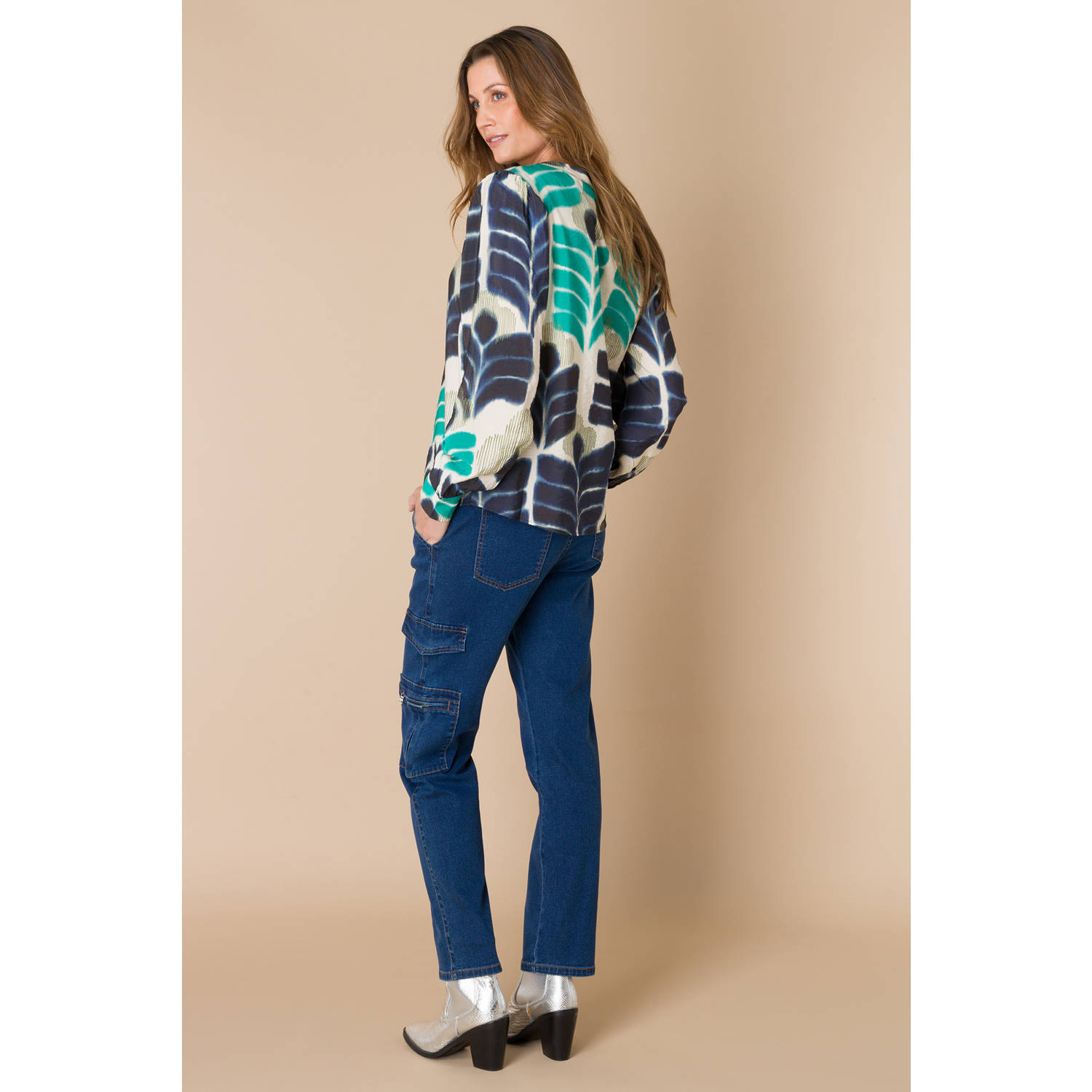 Ivy Beau blouse met all over print blauw