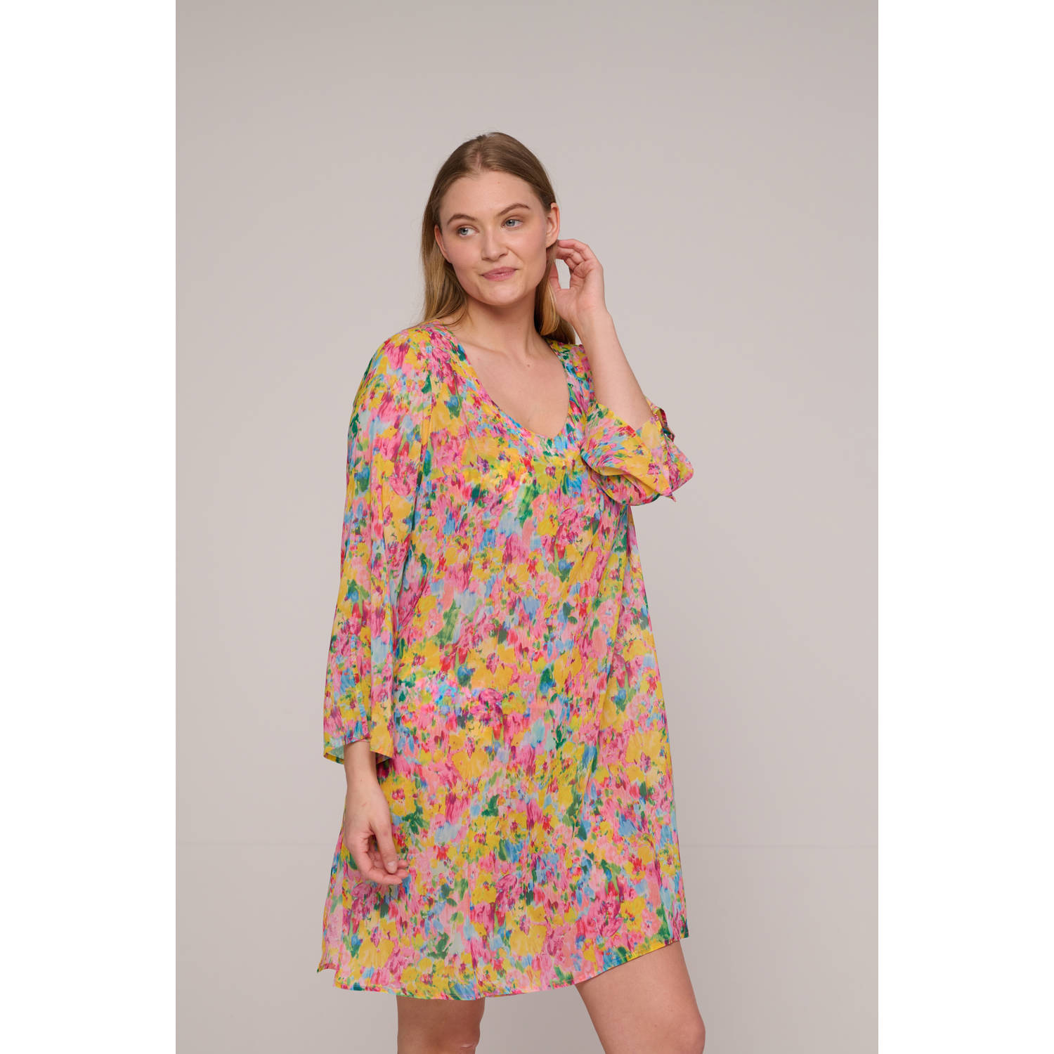 PrimaDonna strandtuniek Ubud roze geel turquoise