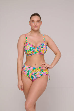 high waist bikinibroekje Ubud roze/geel/turquoise