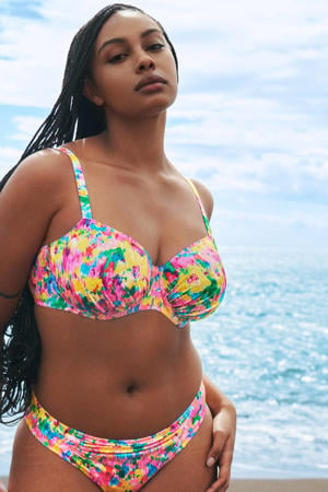 niet-voorgevormde beugel bikinitop Ubud roze/geel/turquoise