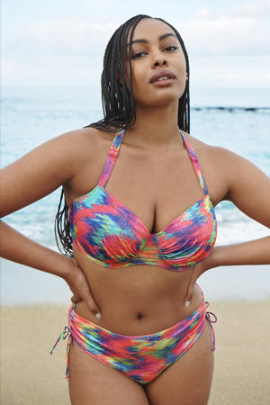 voorgevormde beugel bikinitop Cairo met lurex fuchsia/multi