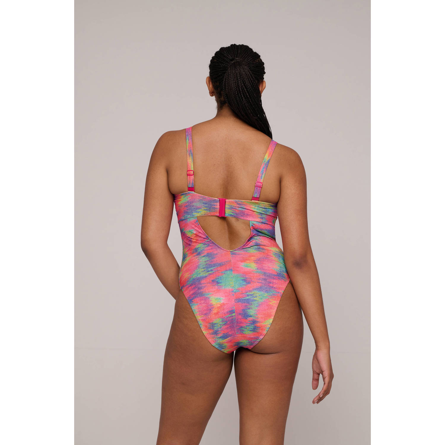PrimaDonna one shoulder badpak Cairo met beugel en lurex fuchsia multi