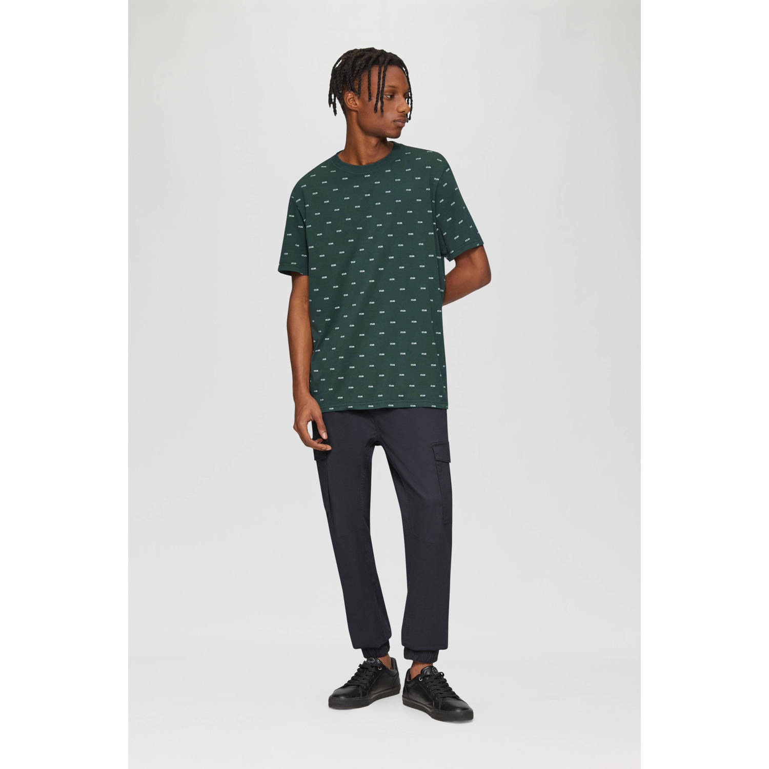 Q S by s.Oliver T-shirt met all over print groen