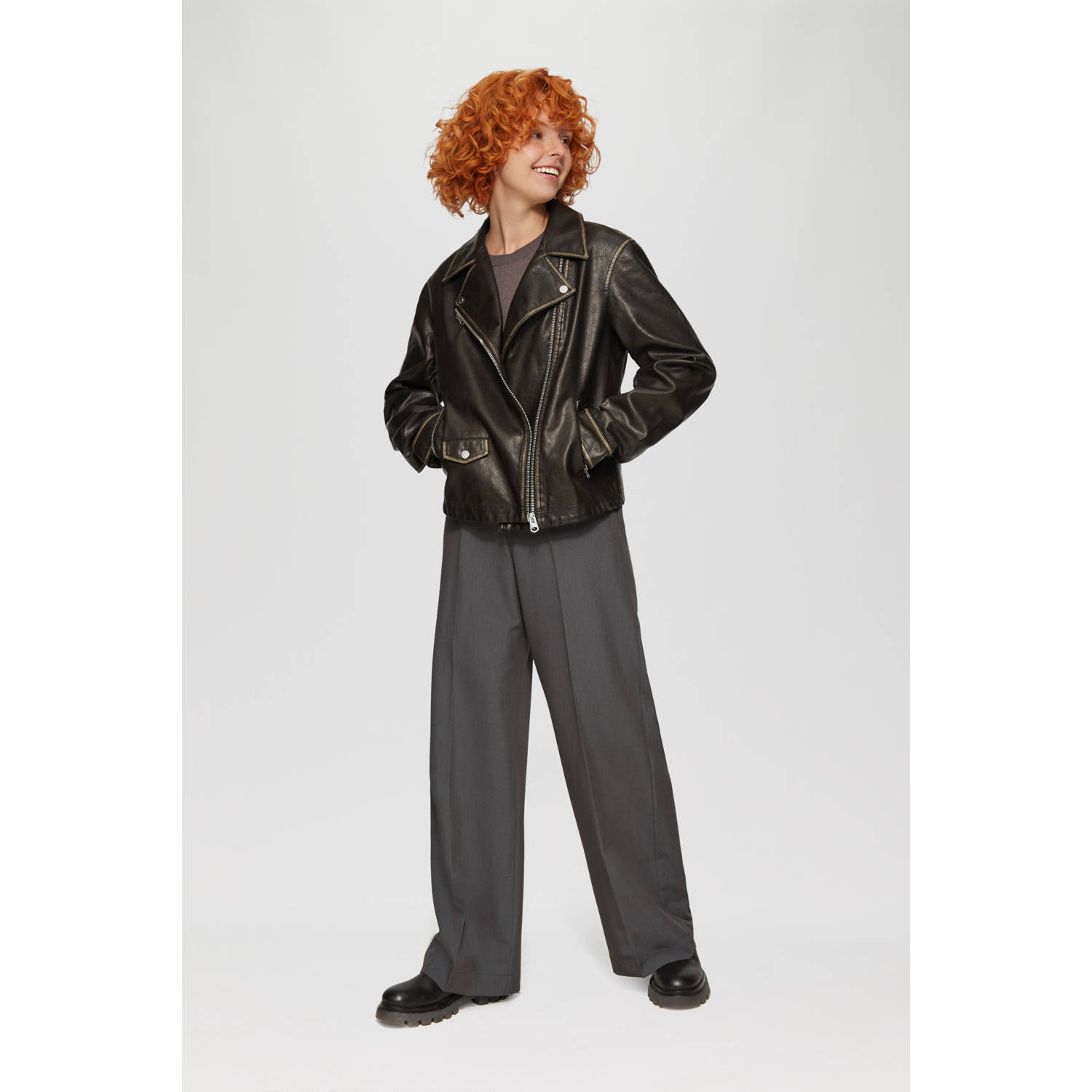 QS Wide leg stoffen broek met tunnelkoord