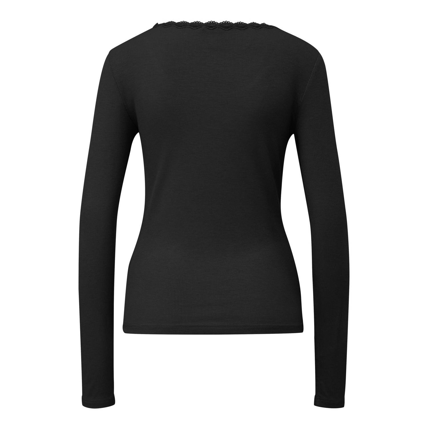 Q S by s.Oliver ribgebreide top zwart