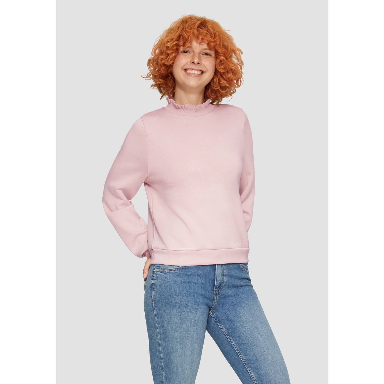 Q S designed by Sweatshirt met gegolfde kraag